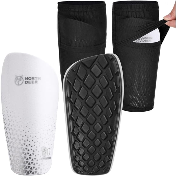 Espinilleras de fútbol Northdeer para niños y adultos (blancas M)