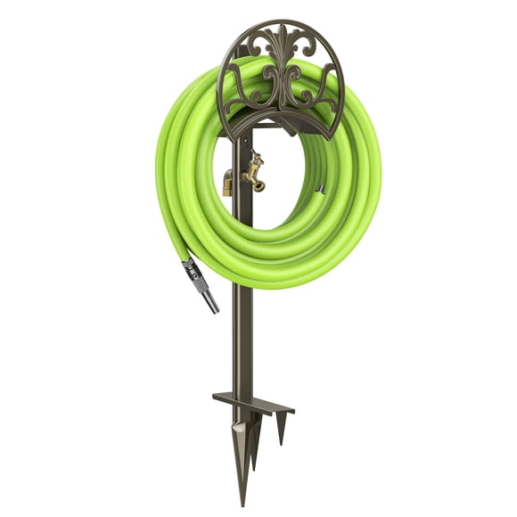 Soporte para mangueras de jardín GOFORWILD con grifo de latón, soporte de 150 pies