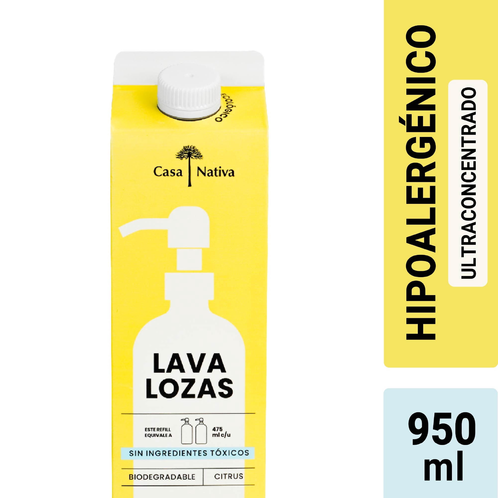 Lavalozas Hipoalergénico Ultra Concentrado, Aroma Citrus 950 ml Casa Nativa