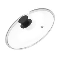 Magideal - Tapa De Sartén De 14,45 Pulgadas Con Borde De Acero Inoxidable, Tapa Universal Transparente Para Sartenes, Ollas Para Freír, Ollas Para Papas Fritas Y Mango Negro