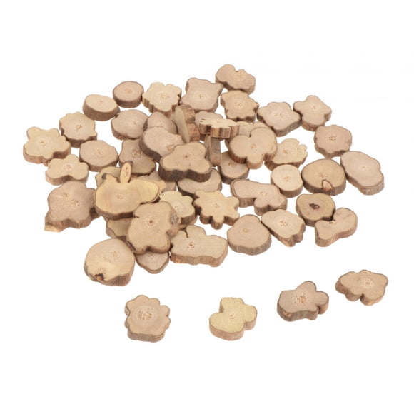 Rebanadas de Troncos de Madera Irregulares, Rodajas de Troncos de Madera Pequeñas Multiusos, Posavasos de Madera para Grabado en Madera, Decoración de 50 pcs