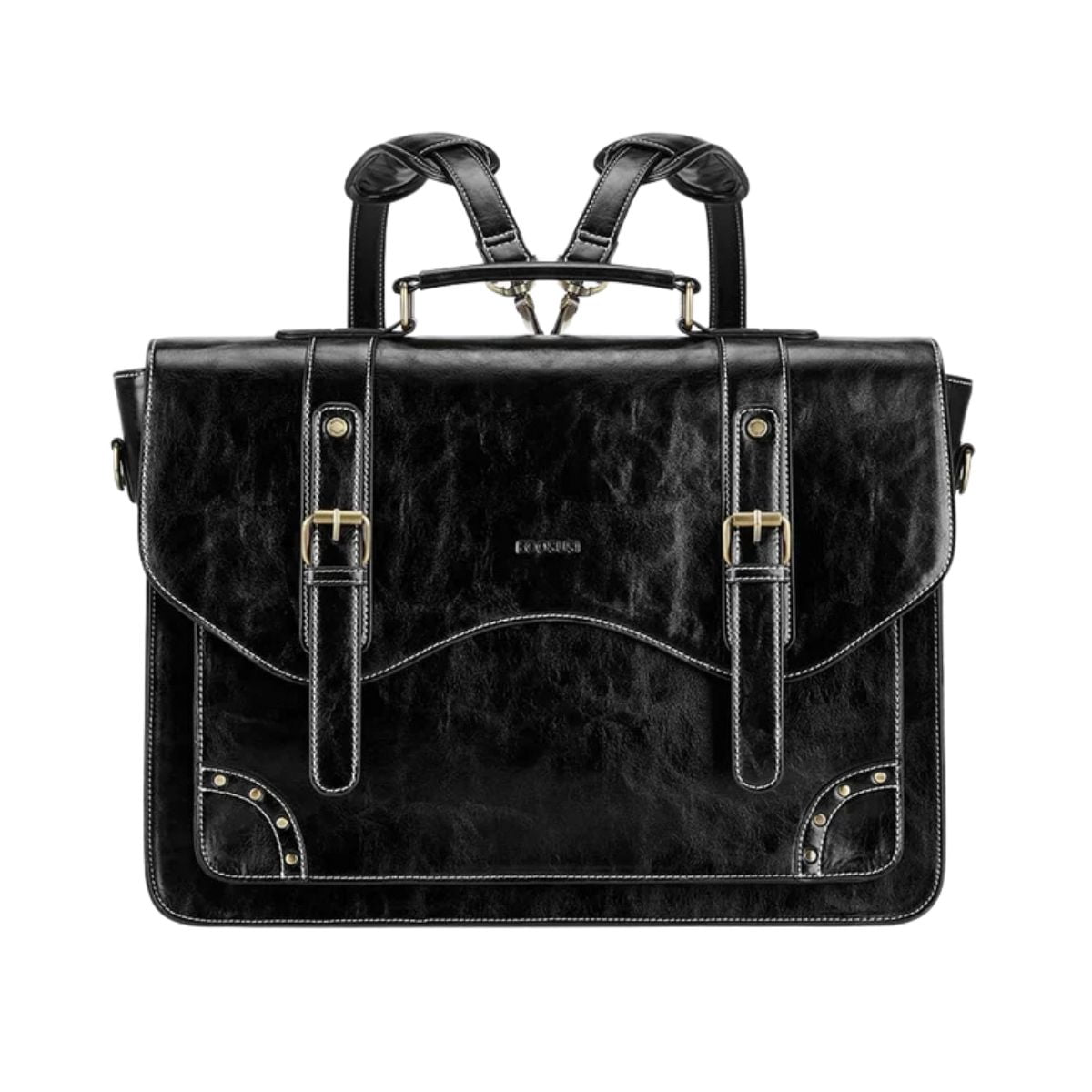 Ecosusi Maletín Y Mochila Wilder Con Remaches Para Notebook 15,6" - Negro