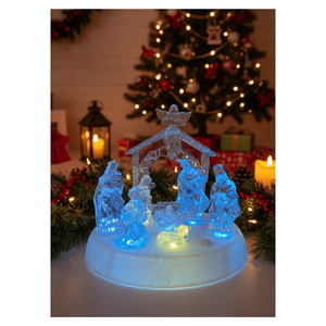Genérico - Nacimiento Mini Pesebre Navidad Acrílico Luces Led Decoración