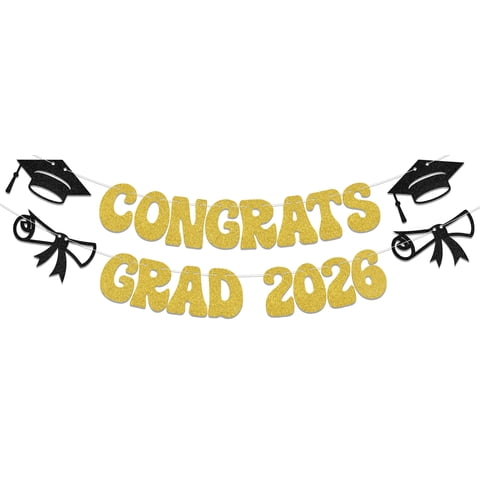 Banner Kewufd Felicita A Grad 2026 Gold Glitter Class Of 2026
