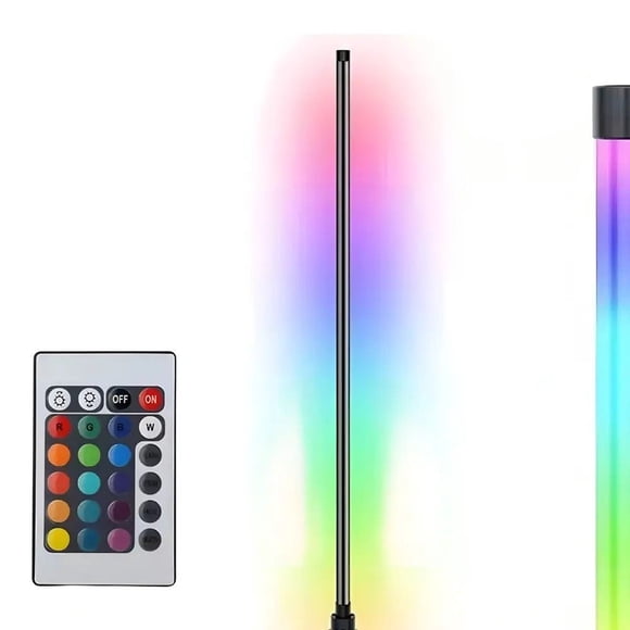 Lámpara De Pie Trípode Minimalista Negra Luces LED RGB Control Remoto USB