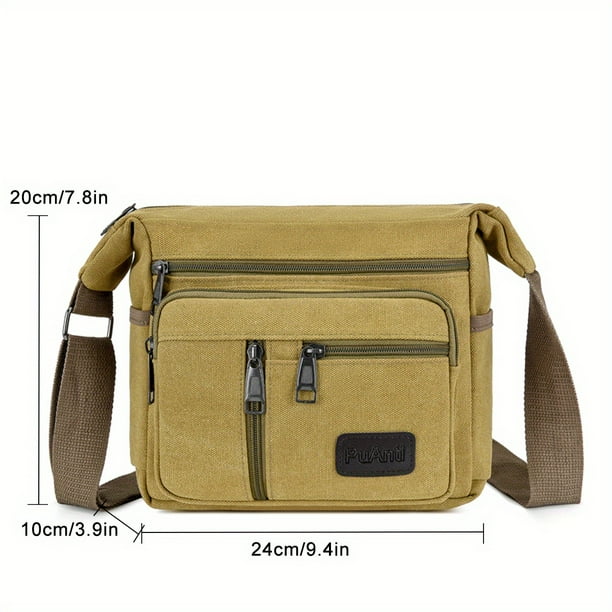 Upgrade Your Everyday Style with Our Men's Canvas Shoulder and Messenger Bag - Large Volume, Multi-layer Pocket Opening, Perfect for Tool Kit and Backpack Use