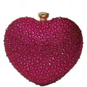 Veat00L - Lindo Bolso De Mano Con Forma De Corazón, Mini Corazón Con Diamantes De Imitación, Bolso De Mano De Imitación De Boda