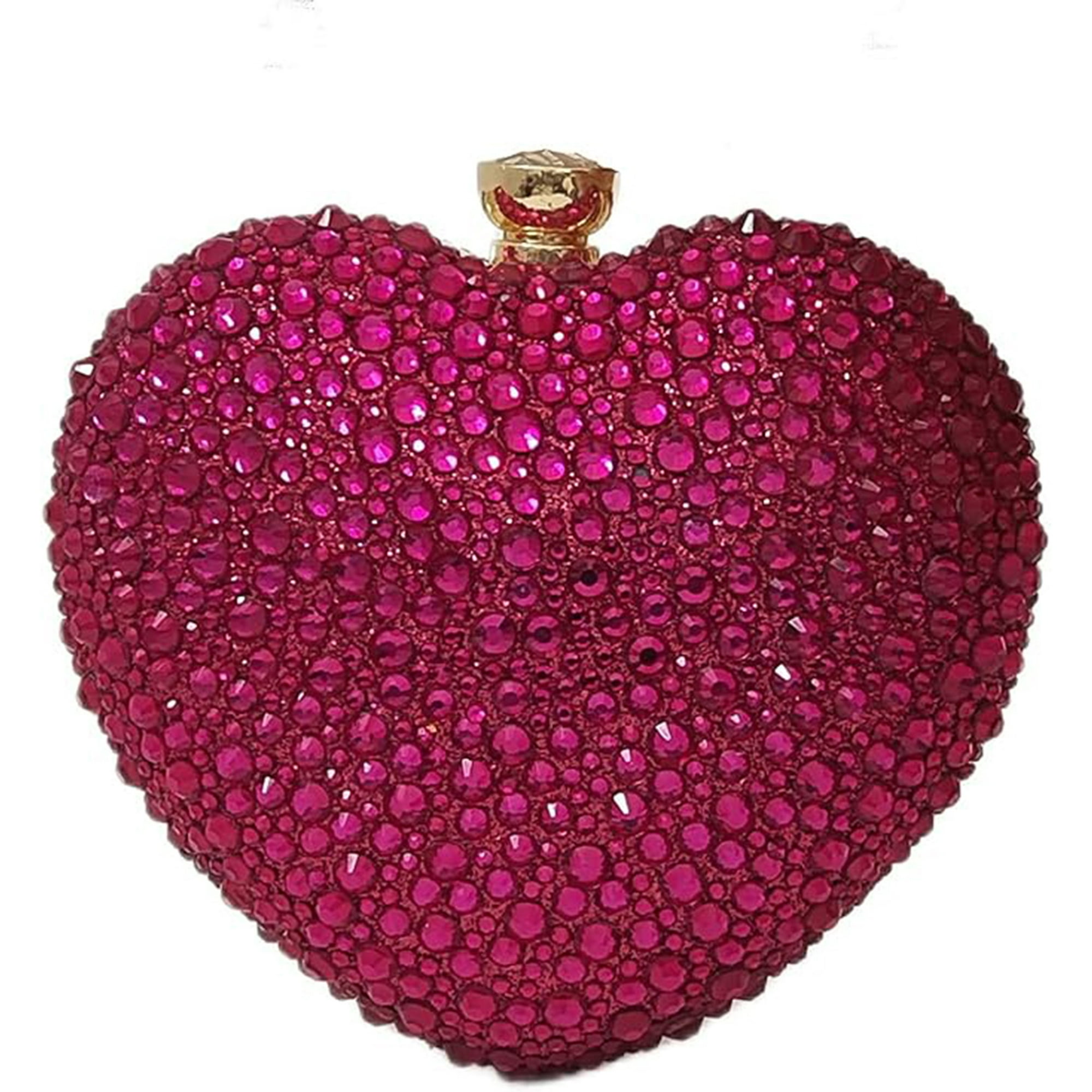 Veat00l - Lindo Bolso De Mano Con Forma De Corazón, Mini Corazón Con Diamantes De Imitación, Bolso De Mano De Imitación De Boda