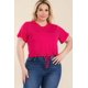 thumbnail image 1 of Saronite Top Corto Básico de Manga Corta con Lazo Delantero, Fucsia (Talla Grande para Mujer), 1 of 5