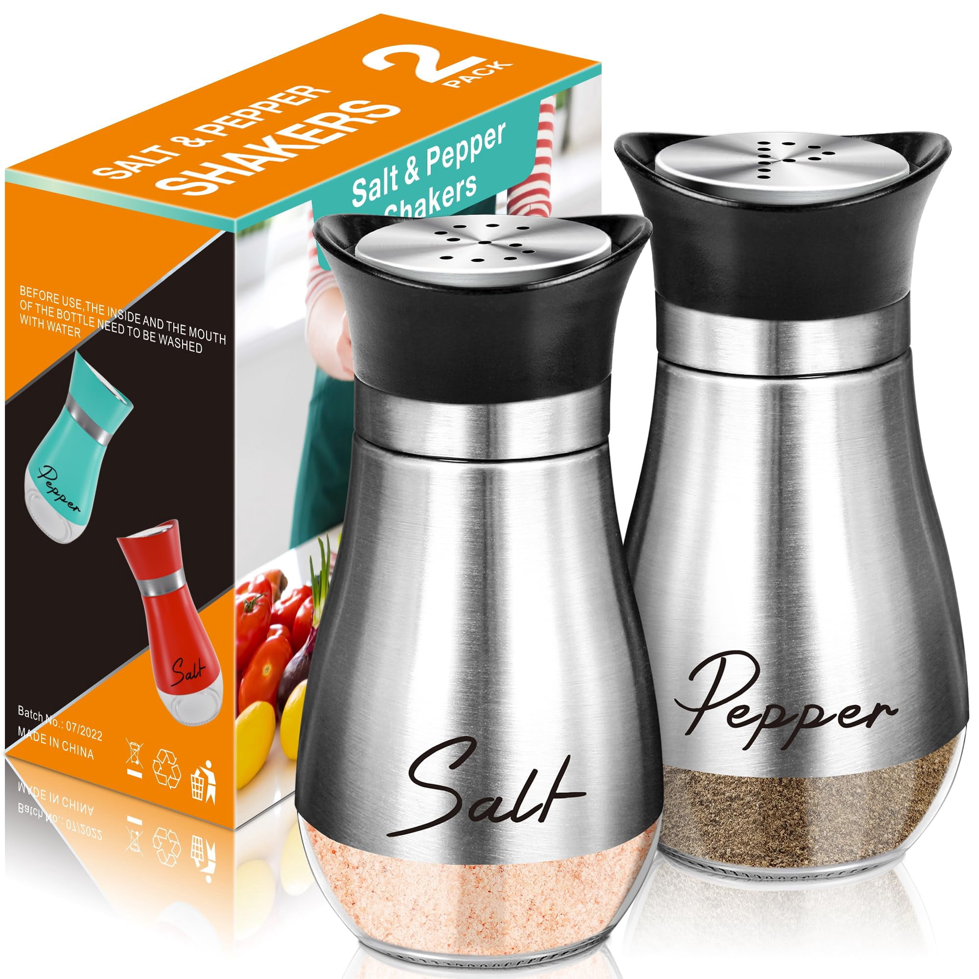 Salero Y Pimentero Arrozon Glass, 120 Ml, Acero Inoxidable