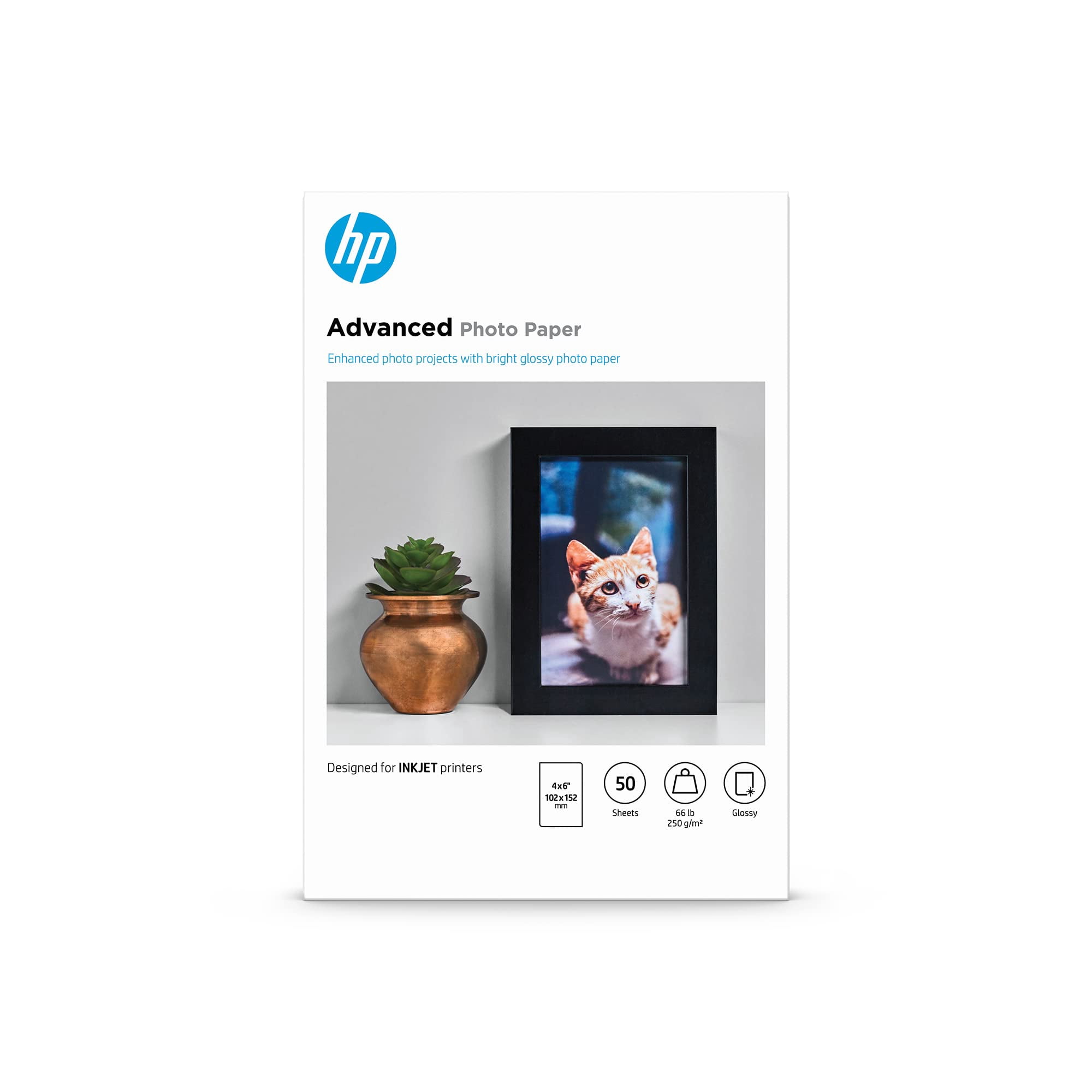 Papel Fotográfico Hp Advanced Glossy De 10 X 15 Cm, 50 Hojas F4t22a