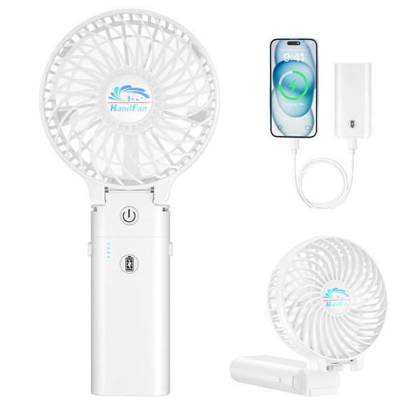 Ventilador de mano HandFan 5200 mAh con cargador portátil de 3 velocidades