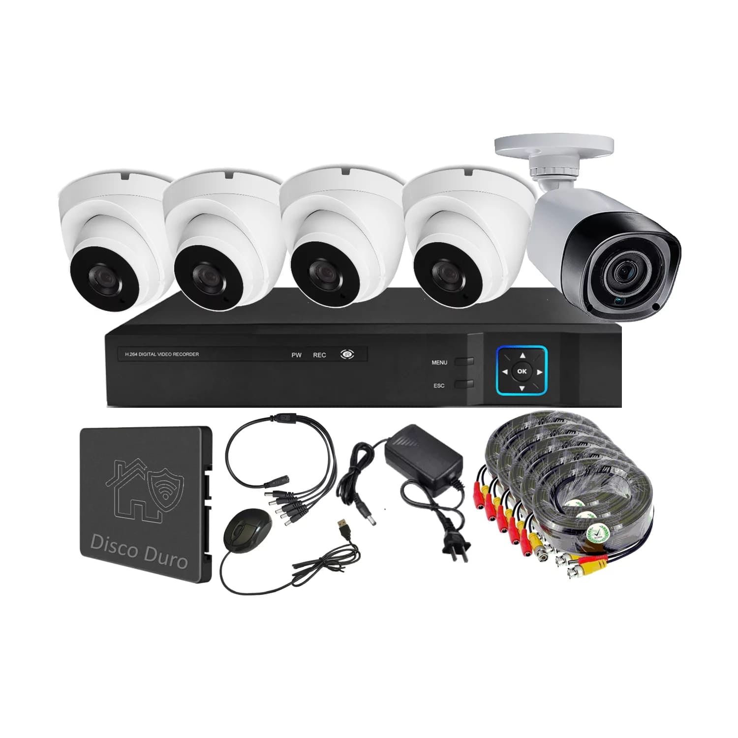 Vipa - Kit 5 Cámaras Seguridad Mixto Hd Con Disco Duro M53ldd