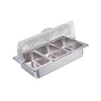 Magideal - Chafer De Comida, Plato De Frotamiento, Eventos, Fiestas, Catering, Comedor, Bandeja De Comida Con Tapa, Cenas, Chafers Rectangulares, Juego De Chafer 3 Ranuras