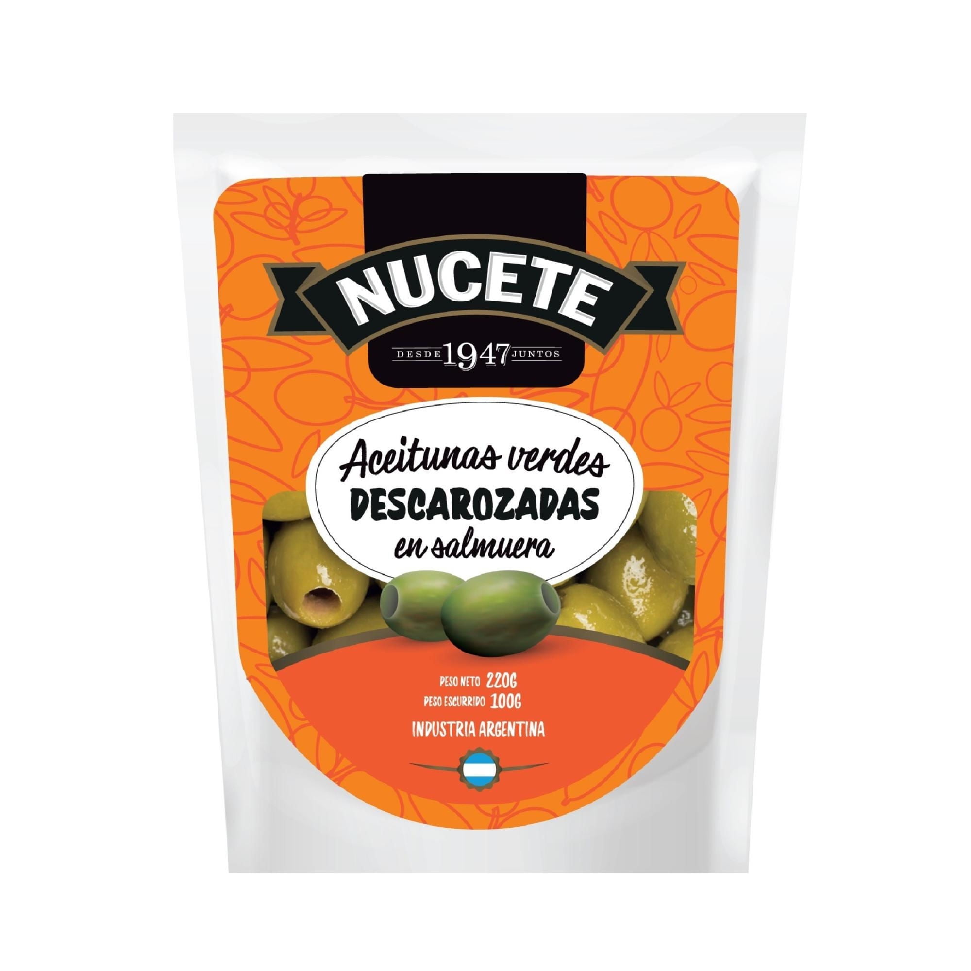 Aceituna Verde Descarozada Drenado 100 g - Neto 220 g Nucete