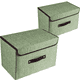 thumbnail image 1 of Juego de 2 cajas de almacenamiento grandes con tapas y asas, contenedores organizadores plegables para ropa de cama, cestas, cubos con divisor extraíble para el hogar, dormitorio, armario, oficina., 1 of 8
