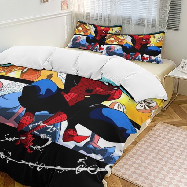 Spider-Man 3-Piece Twin Bed Set - Includes 1 Single Quilt And 2 Pillow Cases Bedding - Fade Resistant Microfiber - Spider