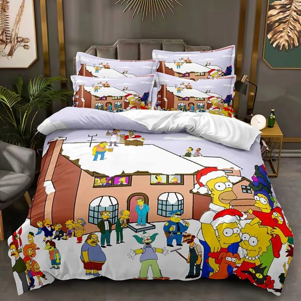 x1664 Bed SheetsThe Simpsons-Bart-Lisa Cover Sets,Anime Duvet Bed Linen set, Bedding Set, -Piece Bed Cover, Size 3-Piece Bedding Set (1 Duvet Cover + 2 Pillow Shams) nj1664