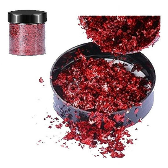 Escamas En Hoja Rojo Papel Resina Epóxica Flake Uñas