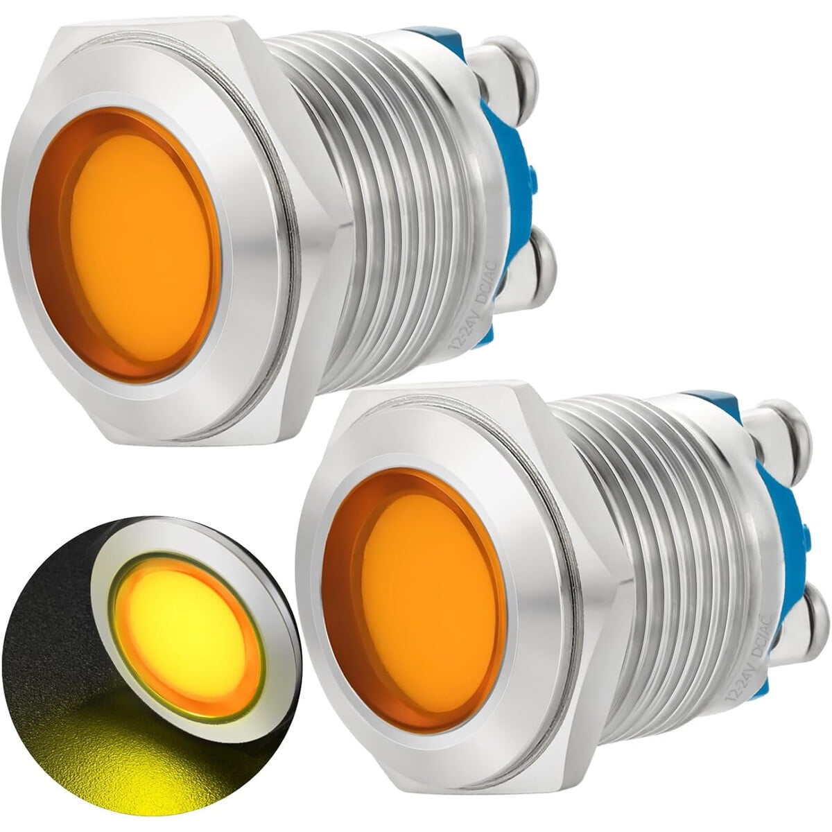Luz Indicadora Zgszjhf 16mm Led Amarillo 12v Ip67 Panel