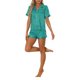 thumbnail image 2 of INSPIRE CHIC Conjunto de Pijama de Manga Corta para Mujer con Ribete en Contraste Regreso a Clases Suave Conjunto de Pijama con Botones y Cuello en V para Primavera Verano M Azul a Rayas, 2 of 6