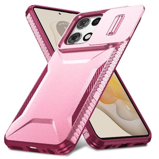 Funda Resistente para Motorola Moto G 5G 2025 con Tapa Deslizante y Protección Militar Rosa