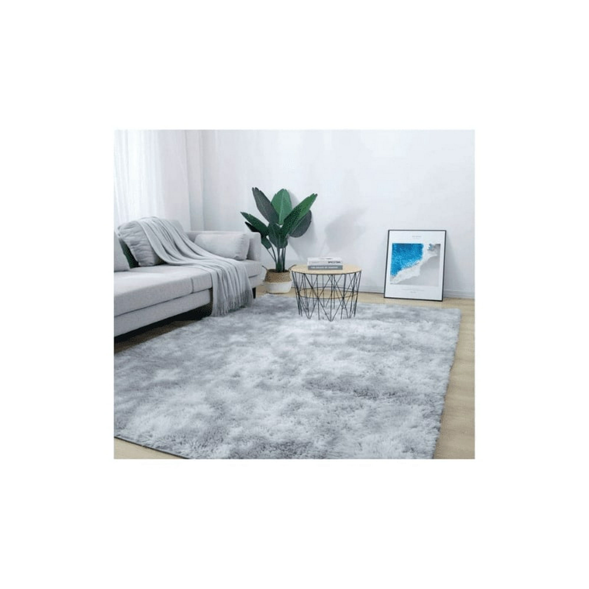 Genérico - Alfombra Peluda Jaspeada 1.8 X 2 Gris Claro Jaspeado