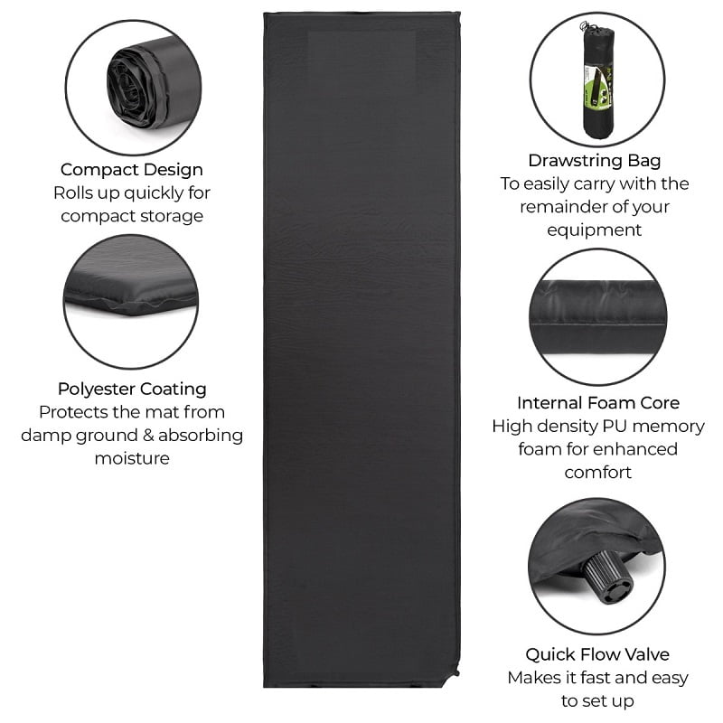 High Peak - Colchoneta Camping H.peack Auto-inflable 183x51 Cms Verde