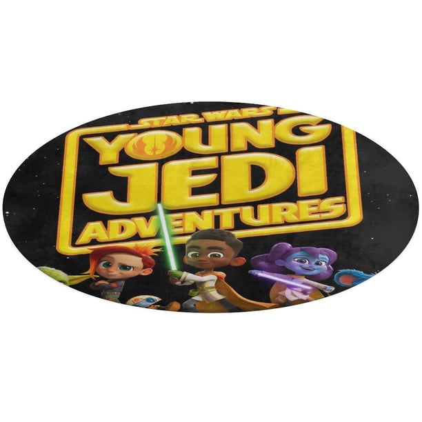 Aventuras de Jóvenes Jedi Alfombra Redonda de Felpa Coral, Antideslizante, No Desprende Pelusas, Lavable y Duradera para Salón, Dormitorio y Habitación de Niños 60cm