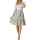 thumbnail image 2 of INSPIRE CHIC Faldas para Mujer Cintura Elástica Línea A Flowy Volantes en Capas Falda Midi Floral Azul Amarillo M, 2 of 6