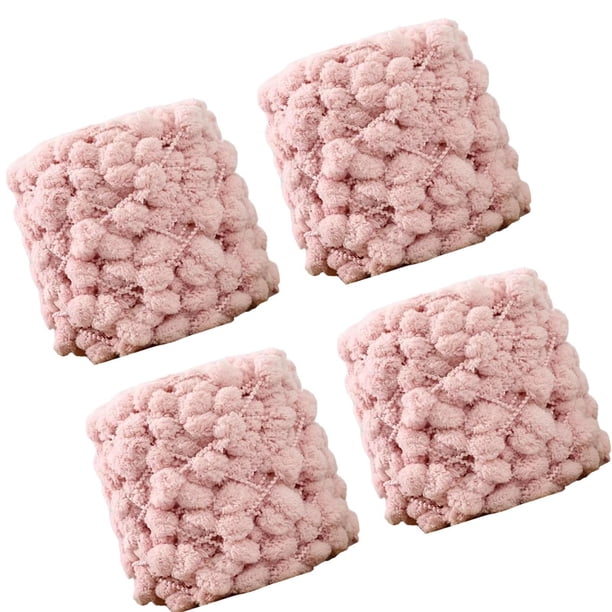 4 Ovillos De Pompones De Ganchillo Cómodos Para Tejer A Ganchillo, Para Hacer Bufandas O Cojines, Color Rosa