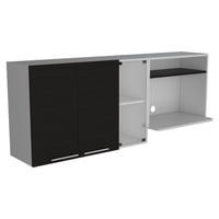 Fm Furniture - Mueble Superior De Cocina 2 Puertas 60.2X150X40 Cm Blanco Y Negro