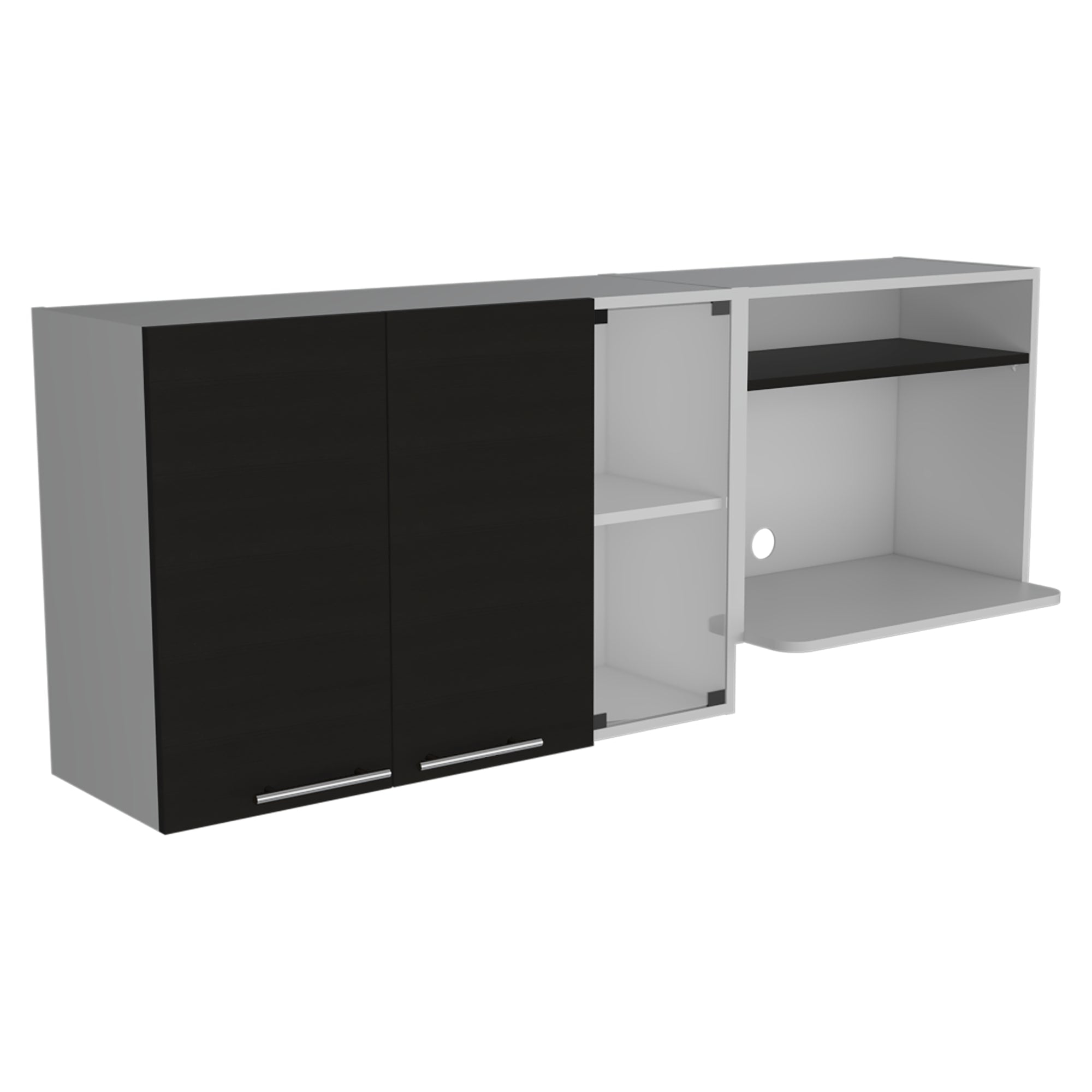 Fm Furniture - Mueble Superior De Cocina 2 Puertas 60.2x150x40 Cm Blanco Y Negro