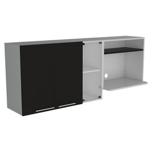 Fm Furniture - Mueble Superior De Cocina 2 Puertas 60.2X150X40 Cm Blanco Y Negro