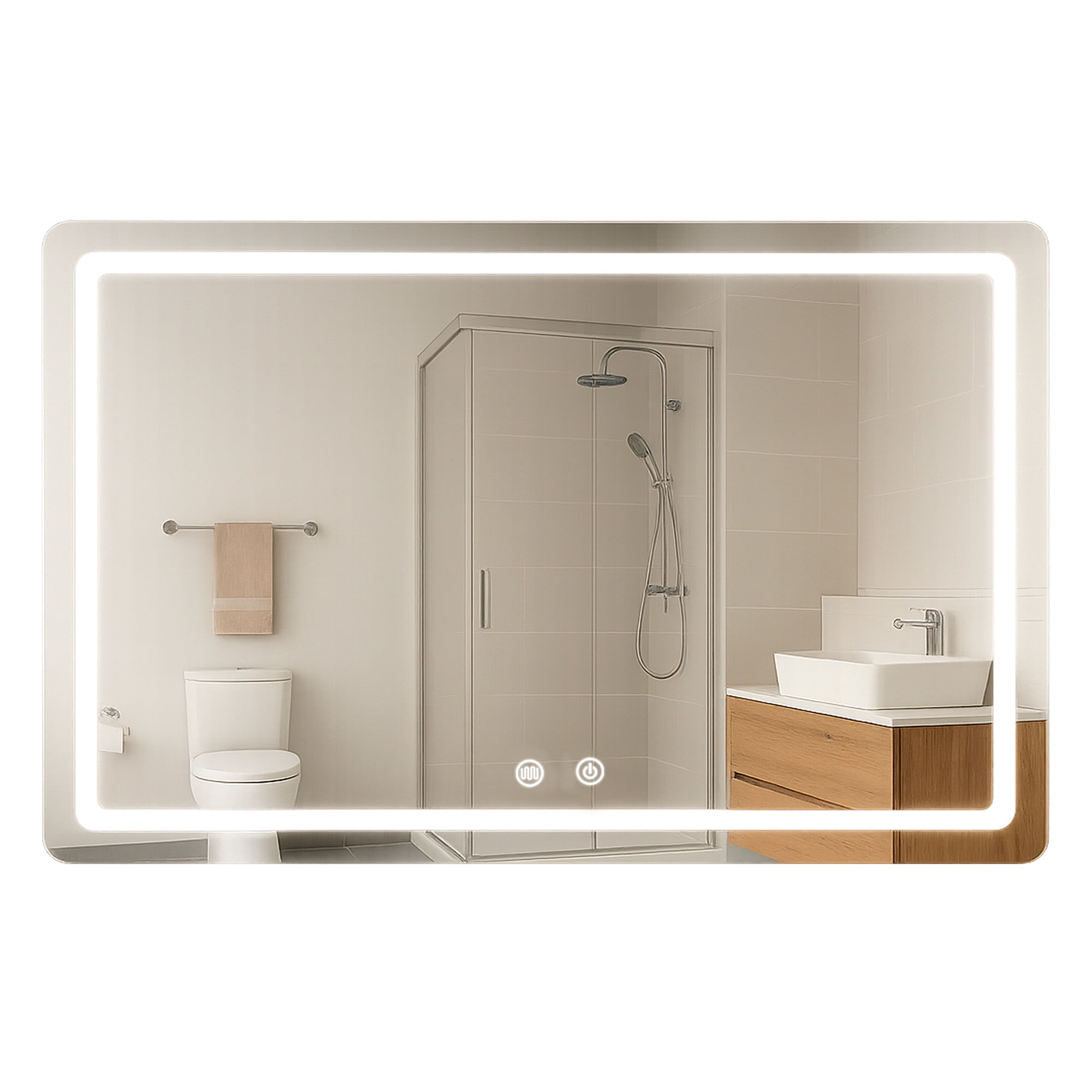 Joytek - Espejo Rectangular Touch Con Luz Led 3 Colores 100 X 70 Cm