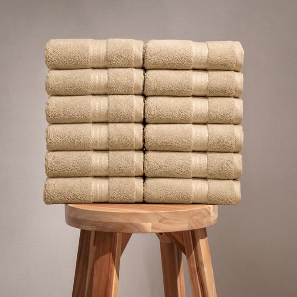 Toalla Fabdreams 41x76 cm Pack de 12 700 GSM Algodón Orgánico Dune