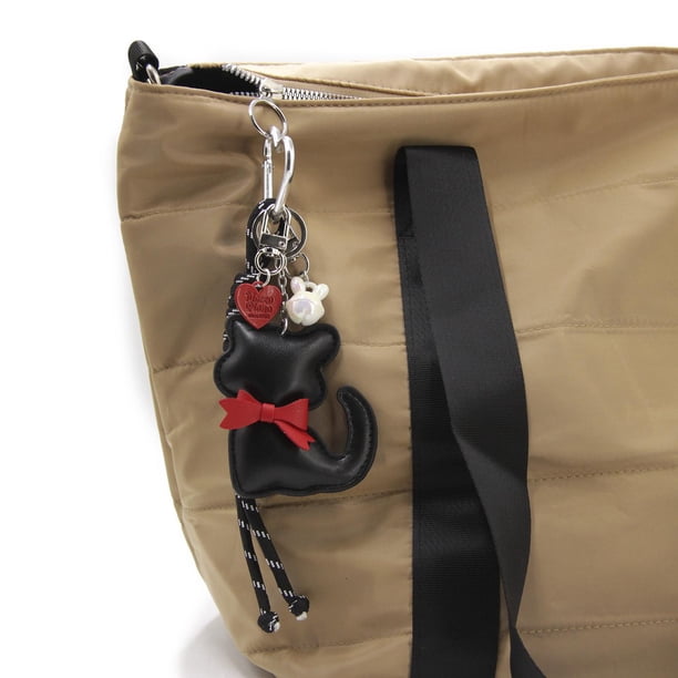 Llavero Charm Colgante Gatito Con Corazón Para Bolso 23cm negro Talla Única