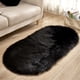 thumbnail image 1 of Xiao Hua Alfombra ovalada negra de 1 pieza (60×100 cm) - Alfombra de felpa para sala de estar, lavable, suave para dormitorio, antideslizante, ovalada, de acrílico duradero con forro de gamuza., 1 of 3
