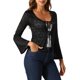 thumbnail image 4 of INSPIRE CHIC Top de Encaje Shrug para Mujer con Lazo Frontal y Manga Larga Acampanada Bolero Cárdigan S Negro, 4 of 6