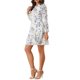 thumbnail image 4 of INSPIRE CHIC Vestidos de Verano para Mujeres 2025 Floral con Lazo en el Cuello en V Semi Transparente de Manga Larga en Capas Vestido Mini de Chifón M Blanco, 4 of 6