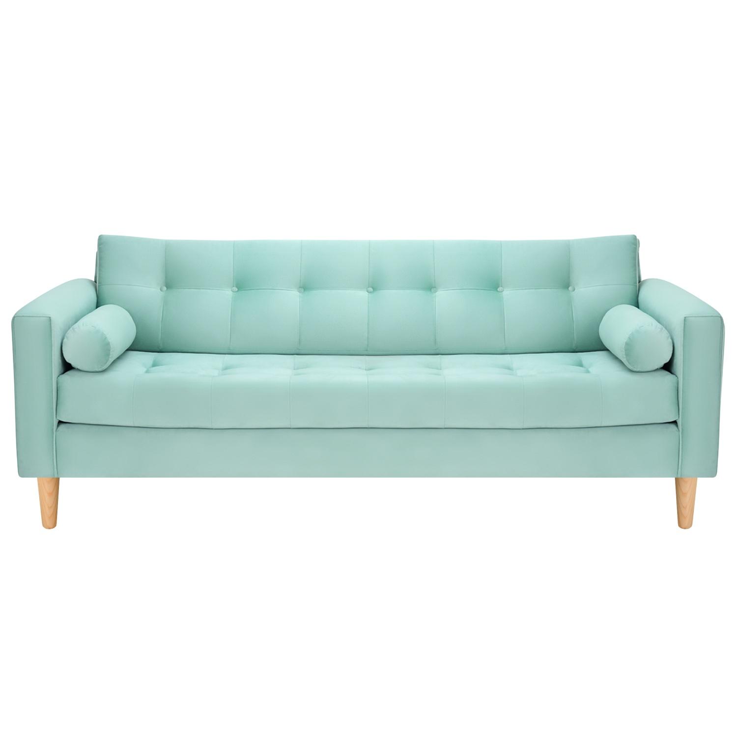 Bodevir - Sofa Retro 3Cg Felpa 05 Verde Agua
