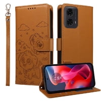 Funda Billetera Foxdock Compatible Con Motorola Moto G04 /G24 /G04S, Diseño Perrito Tierno, Ranuras Para Tarjetas Y Soporte Plegable