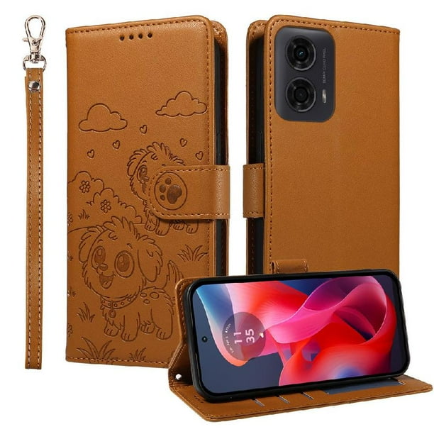 Funda Billetera FOXDOCK Compatible con Motorola Moto G04 /G24 /G04S, Diseño Perrito Tierno, Ranuras para Tarjetas y Soporte Plegable