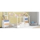 thumbnail image 2 of Full Size Metal Bed House Bed Frame with Fence, for Kids, Teens, Girls, Boys,White, 2 of 3