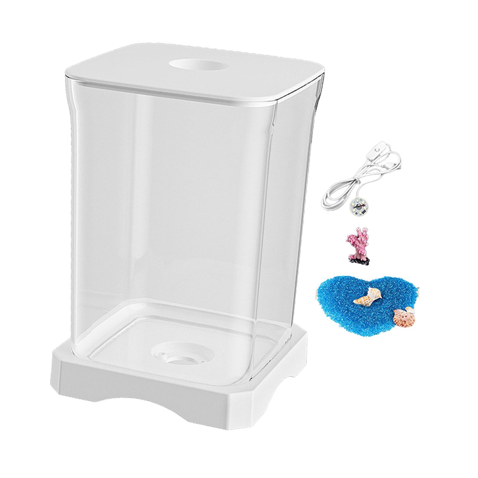 Ioensy - Acuario Pequeño Transparente De Escritorio Para Peces Betta, Para El Hogar, La Sala De Estar, Con Forma De Rana Blanca