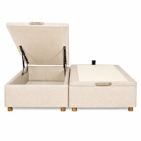 Ethan Desing - Base Baul 2 Plazas Onyx Con Sistema Hidráulico - Beige