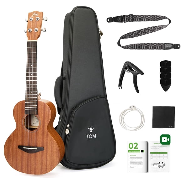 Ukelele de concierto TOM 23 Sapele con correa, bolsa de transporte y cejilla