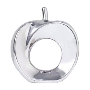 Magideal - Estatua De Mármol Para Decoración Del Hogar, Figura Abstracta De Resina Para Escritorio - Escultura Moderna Para Embellecer Tu Hogar, Figura Única Manzana Plateada