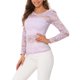 thumbnail image 4 of INSPIRE CHIC Blusas de Mujer con Mangas Largas Abullonadas Semi Transparentes de Encaje Floral XL Púrpura Claro, 4 of 7