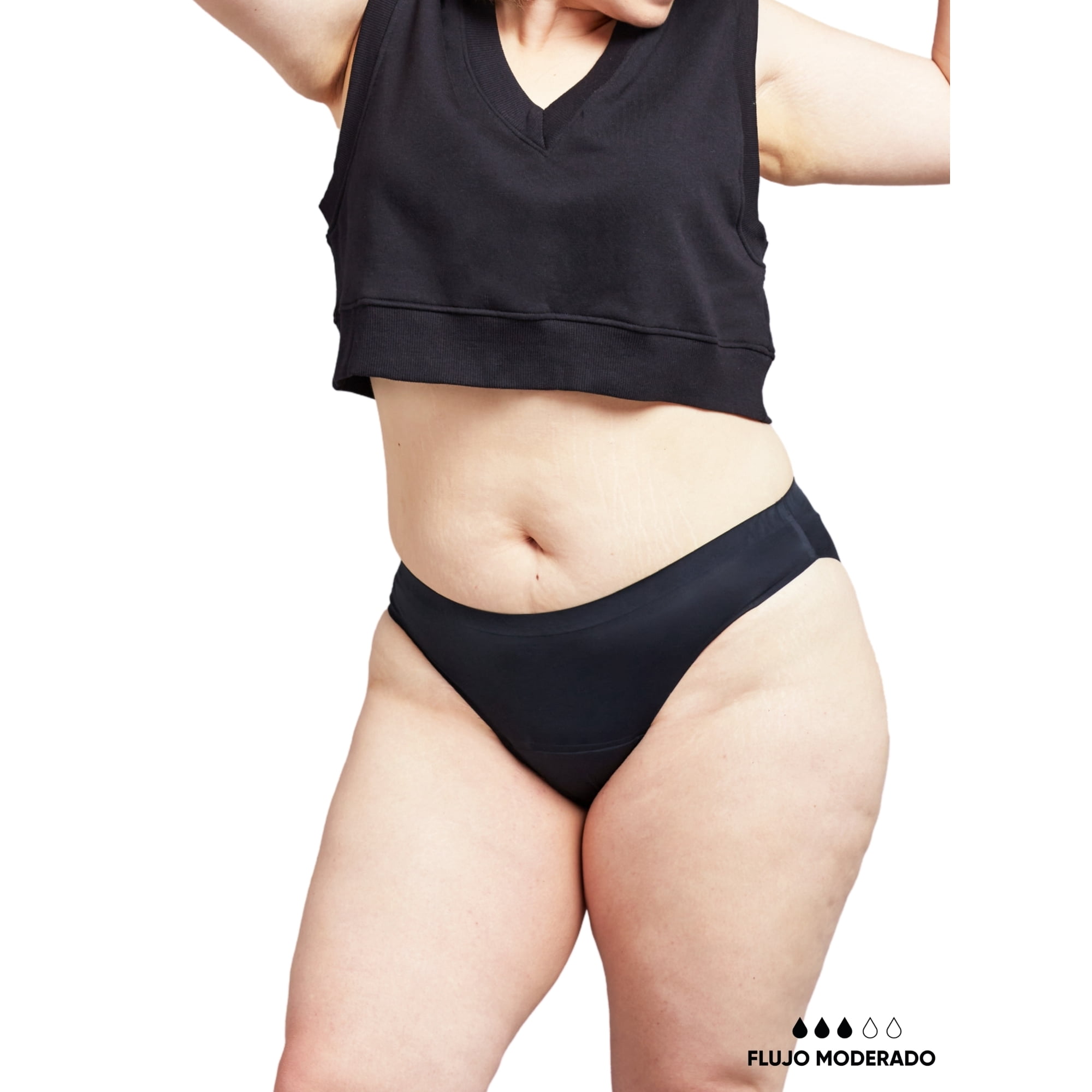 Bloodygreen - Calzón Menstrual Sin Costura Moderado Xl Negro